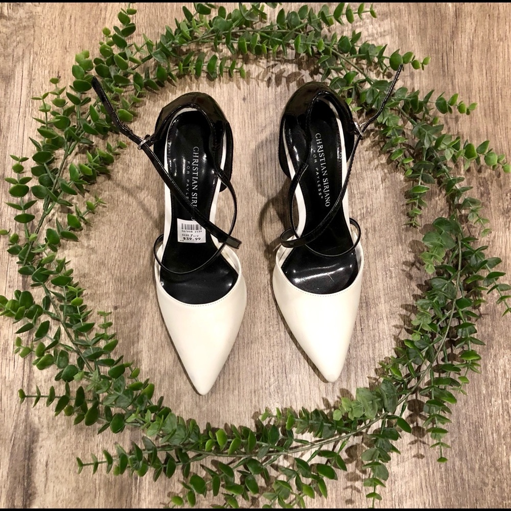 Black and white pumps